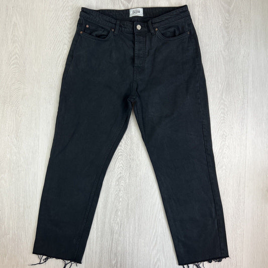 Zara Womens Black Denim Relaxed Fit Mom Jeans Size 10 US