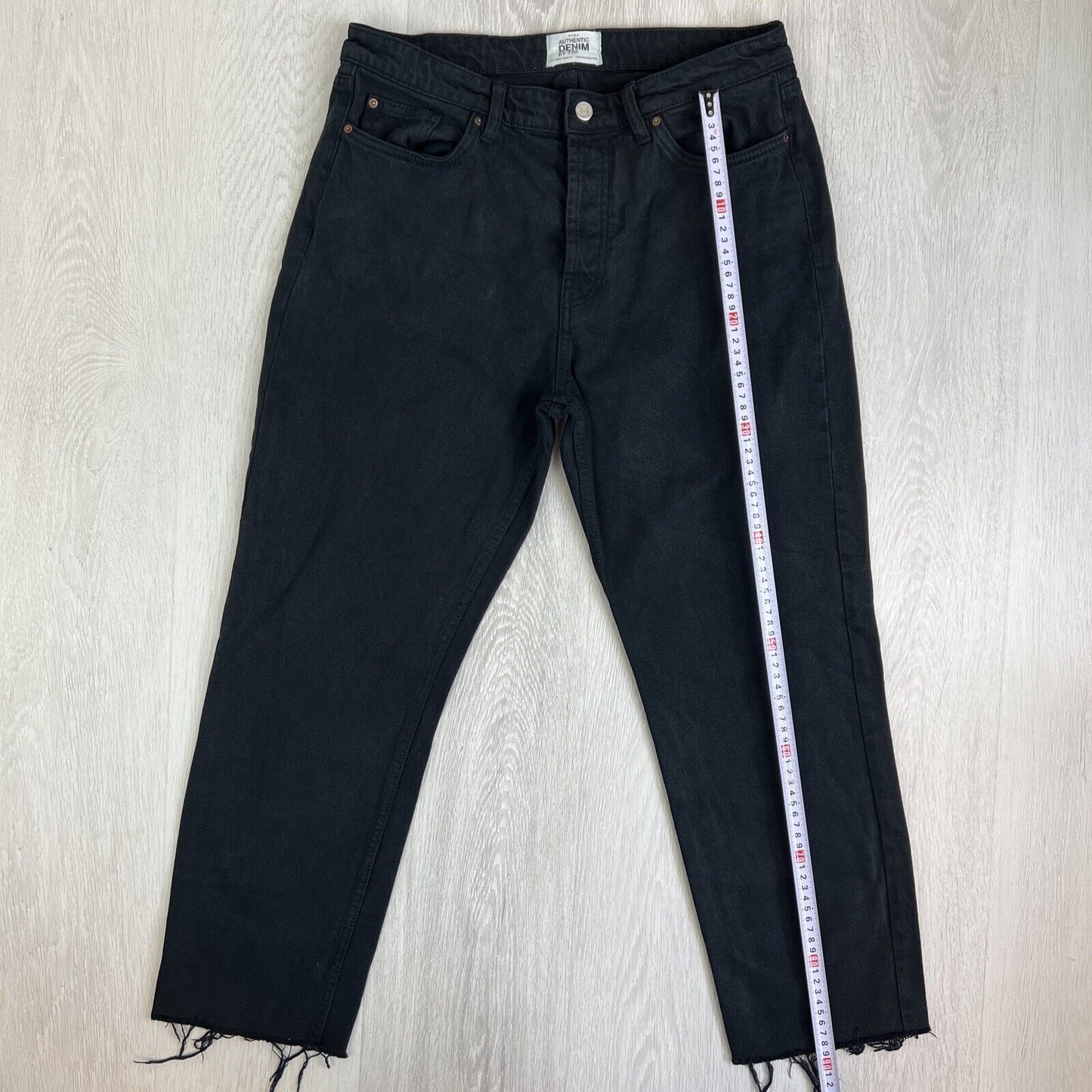 Zara Womens Black Denim Relaxed Fit Mom Jeans Size 10 US