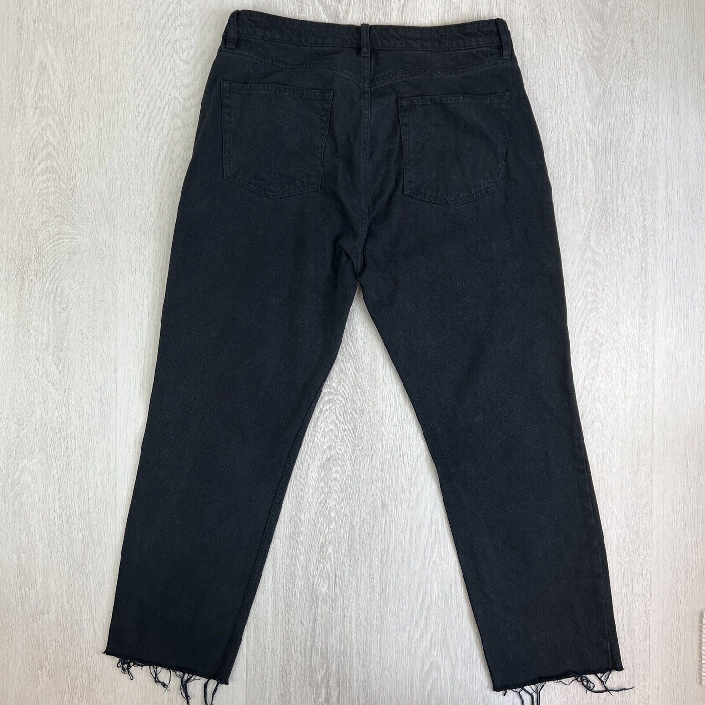 Zara Womens Black Denim Relaxed Fit Mom Jeans Size 10 US