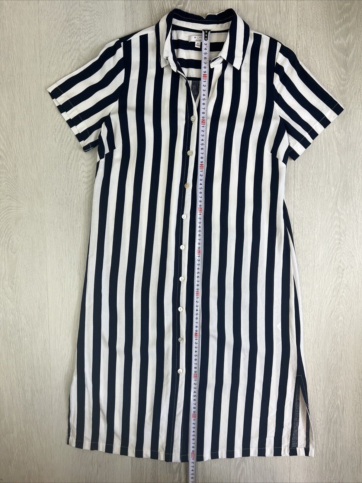 W Lane Linen Blend Womens Striped Shirt Dress Size 10