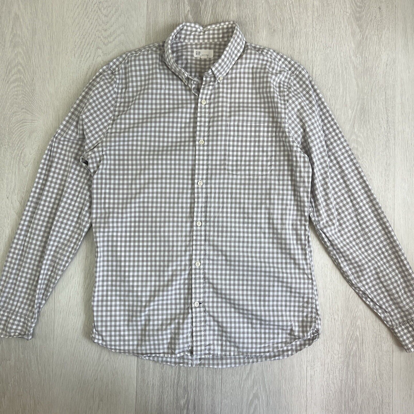 Gap Mens Slim Fit Stretch Long Sleeve Check Button Up Shirt Size Large