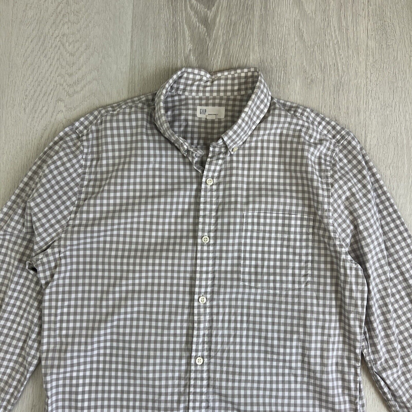 Gap Mens Slim Fit Stretch Long Sleeve Check Button Up Shirt Size Large