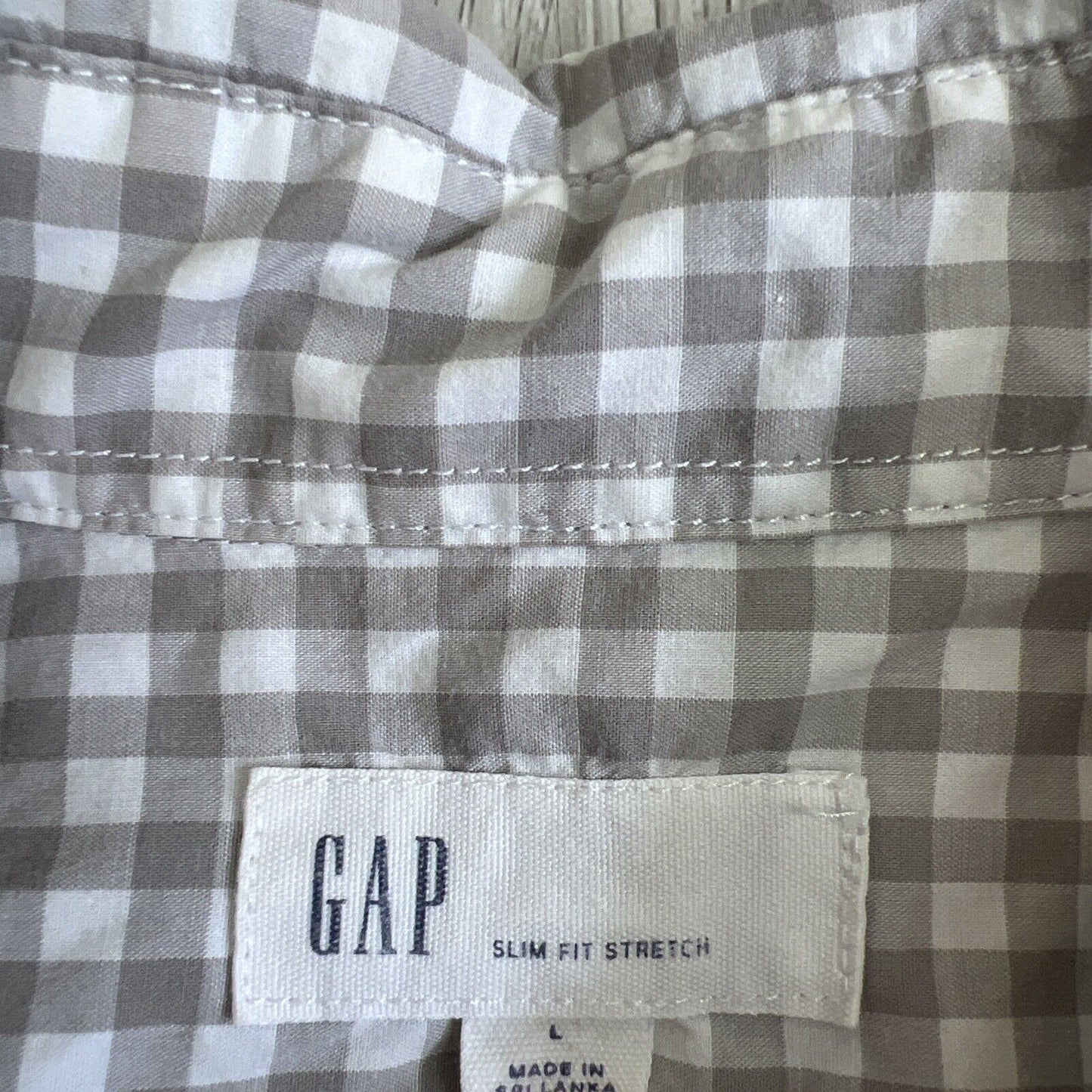 Gap Mens Slim Fit Stretch Long Sleeve Check Button Up Shirt Size Large