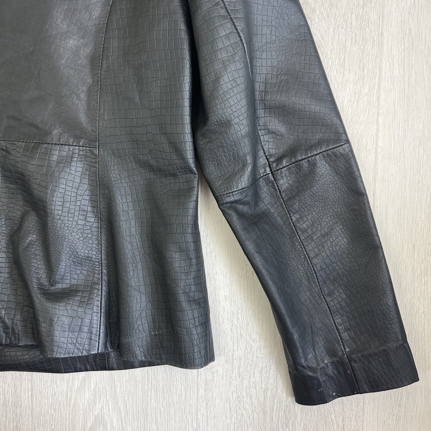 PCF Black Leather Full Zip Jacket Size 14