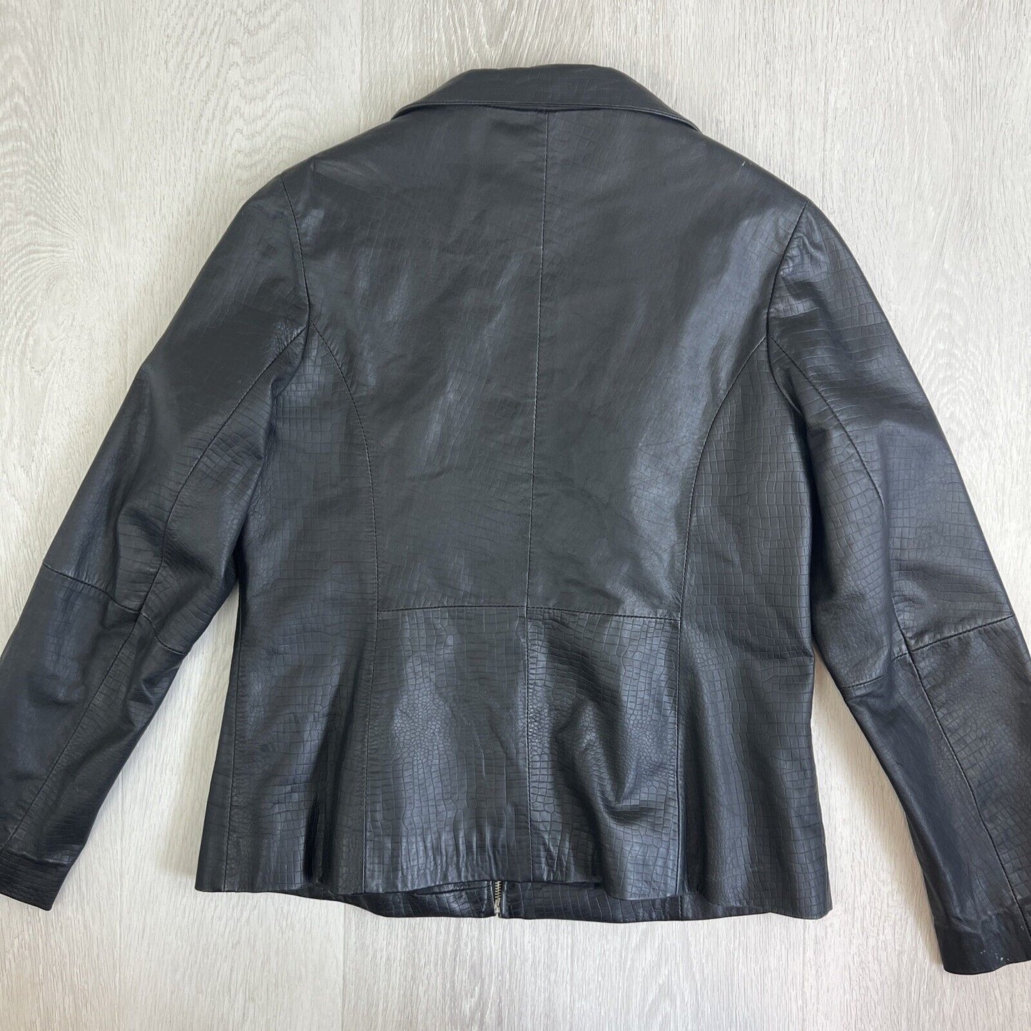 PCF Black Leather Full Zip Jacket Size 14