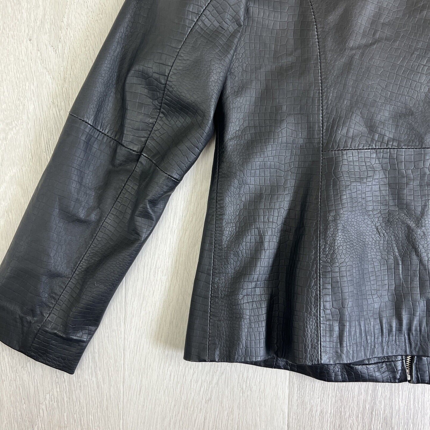 PCF Black Leather Full Zip Jacket Size 14