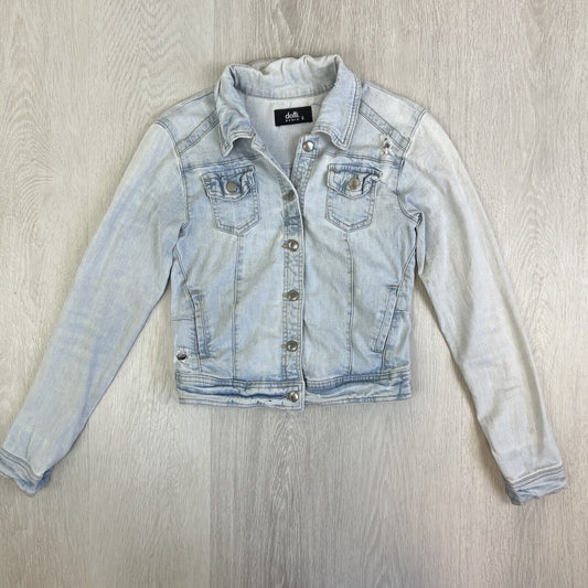 Dotti Womens Blue Light Wash Denim Cropped Jacket Size 6