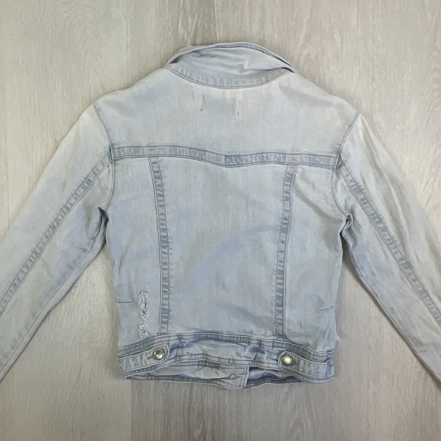 Dotti Womens Blue Light Wash Denim Cropped Jacket Size 6