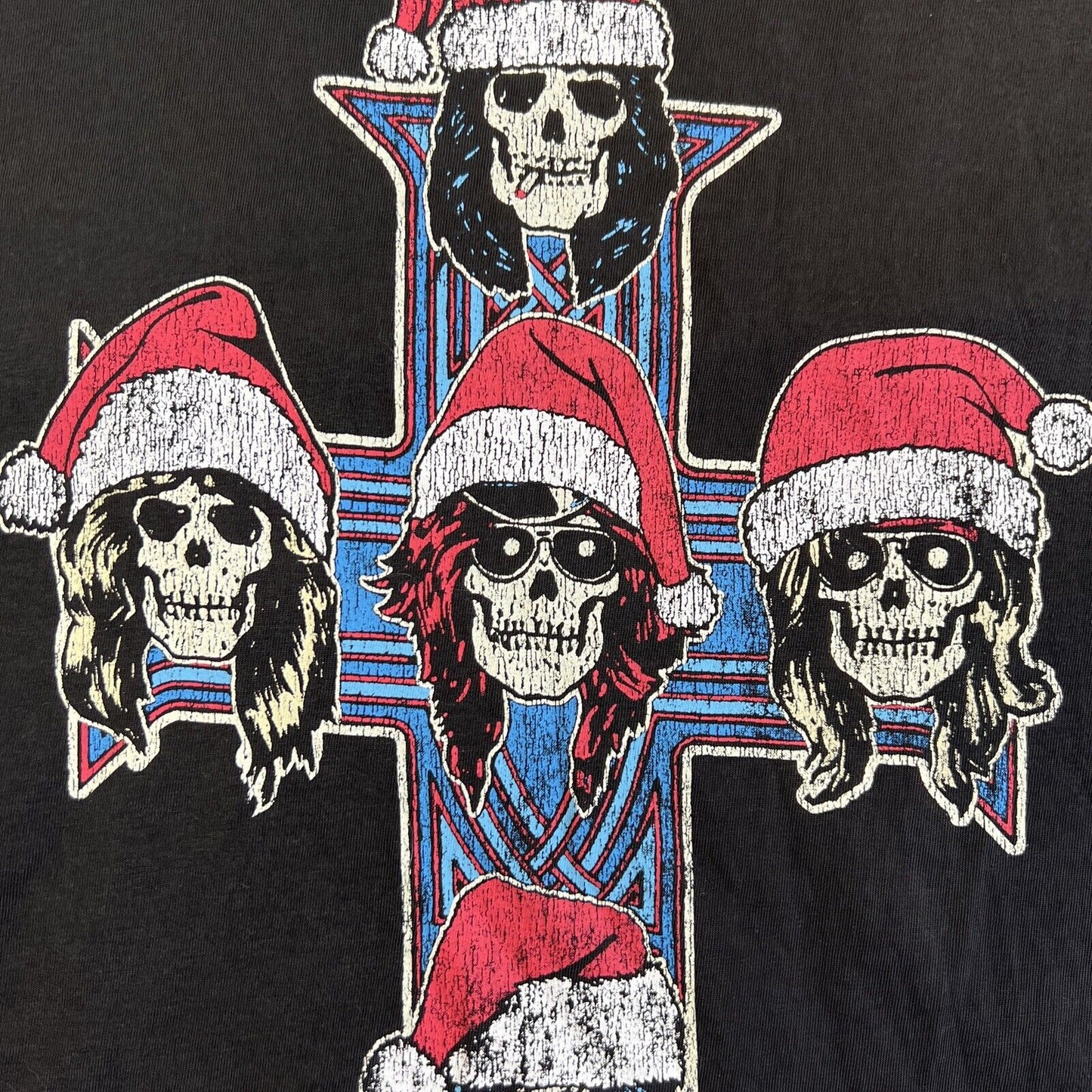 Cotton On Guns N Roses Mens Black Christmas Band T-Shirt Size Large