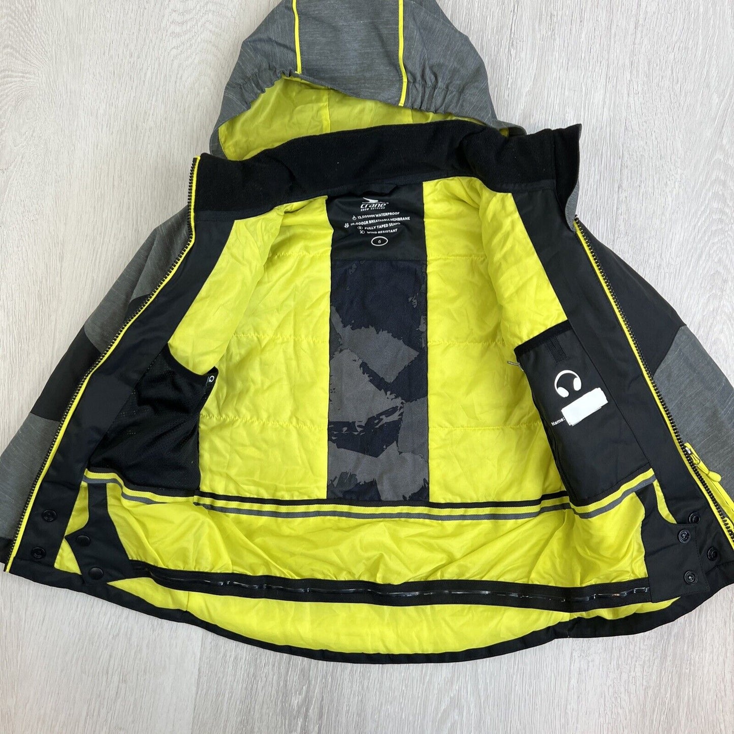 Crane Boys Hooded Full Zip Ski Snow Snowboard Jacket Size 6 Years - 12,000mm