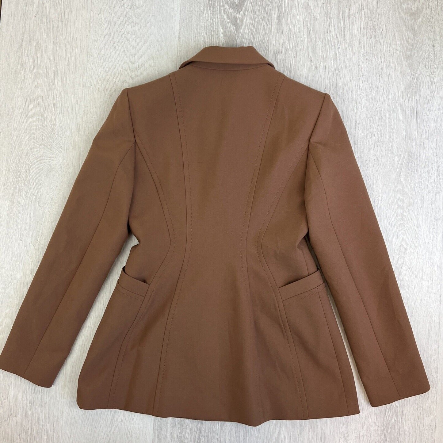 Cue Womens Brown European Fabric Zip Blazer Jacket Size 10