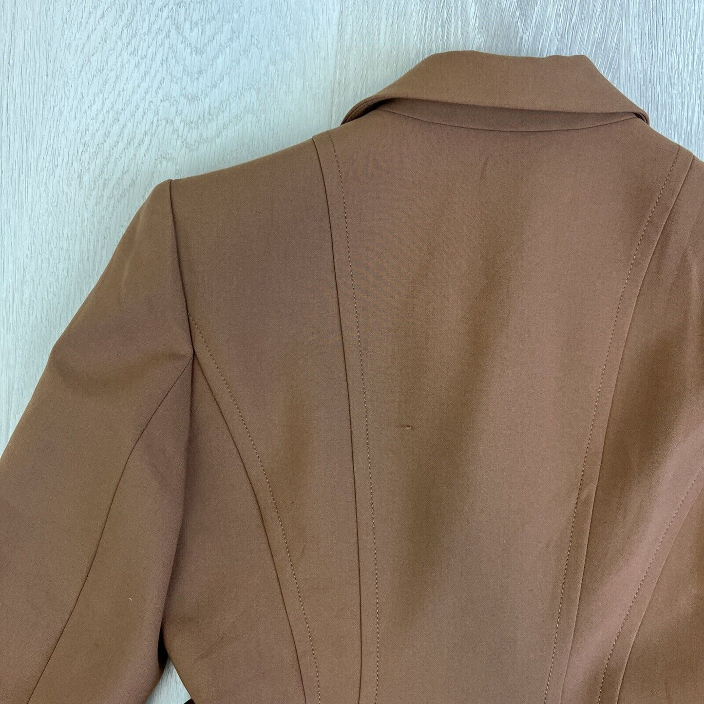 Cue Womens Brown European Fabric Zip Blazer Jacket Size 10