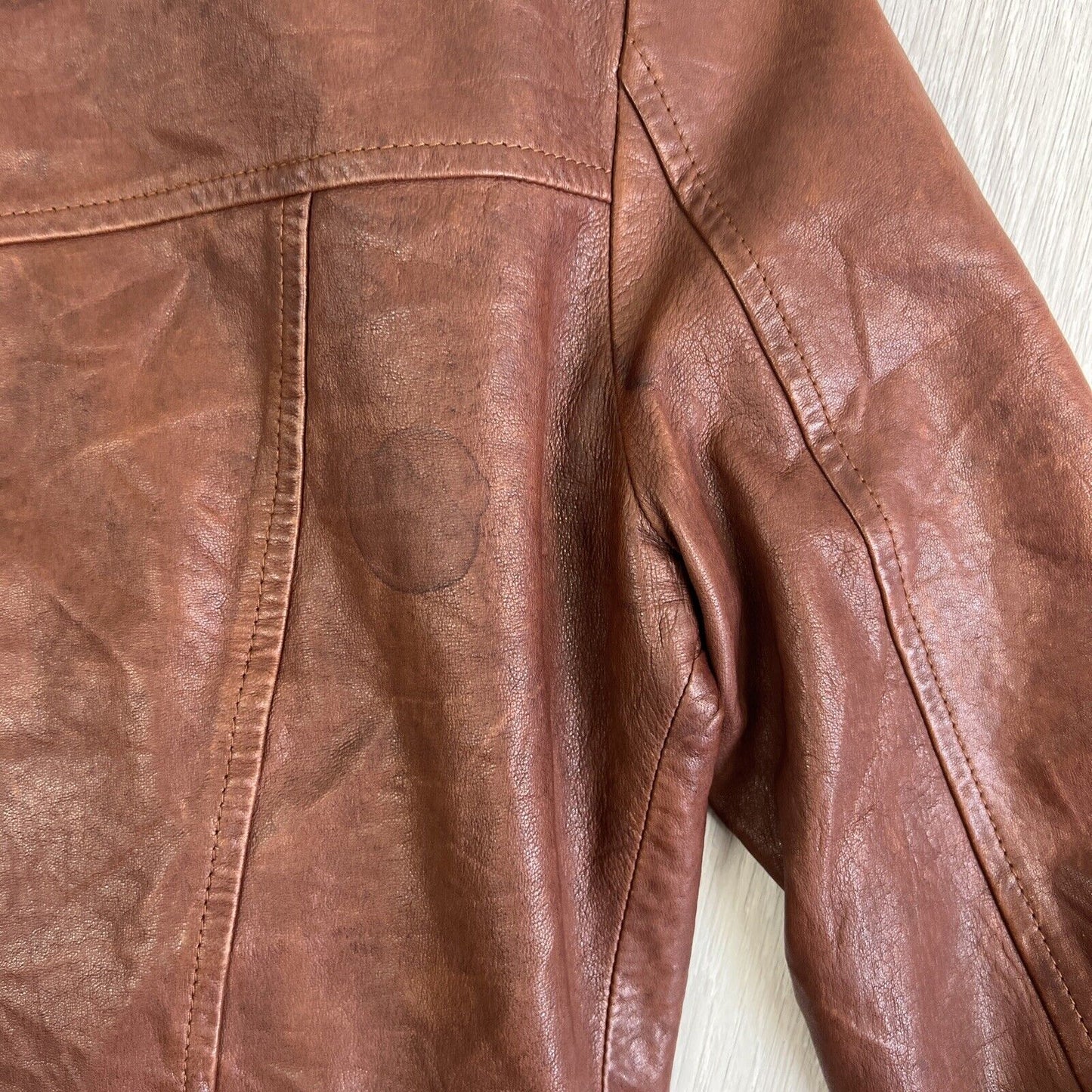 New Republic Womens Brown Cropped Full Zip Leather Jacket Size 8