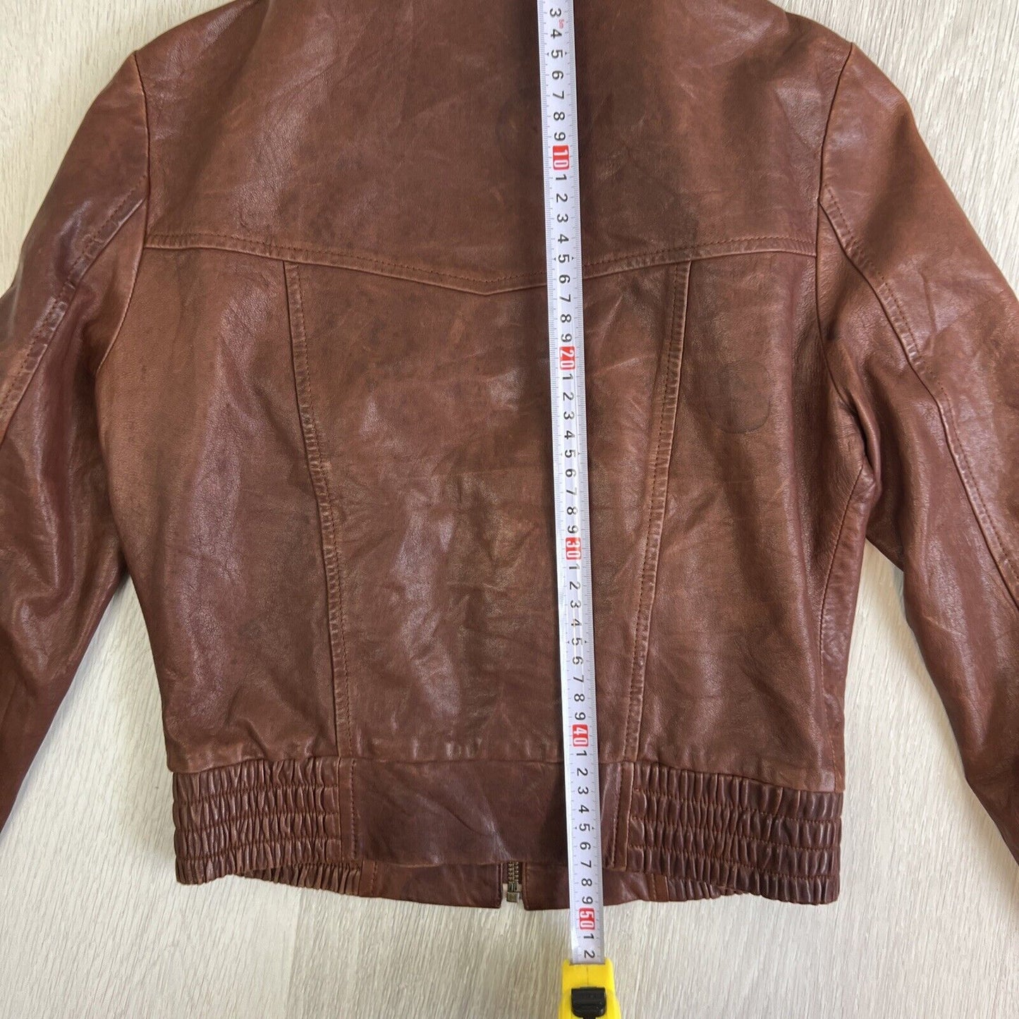 New Republic Womens Brown Cropped Full Zip Leather Jacket Size 8