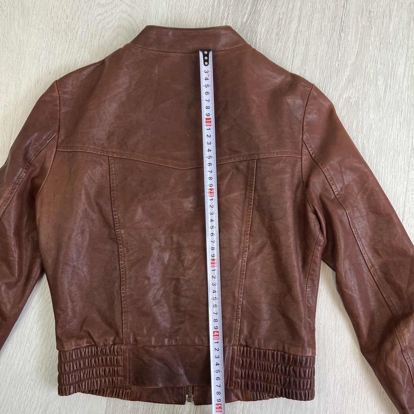 New Republic Womens Brown Cropped Full Zip Leather Jacket Size 8