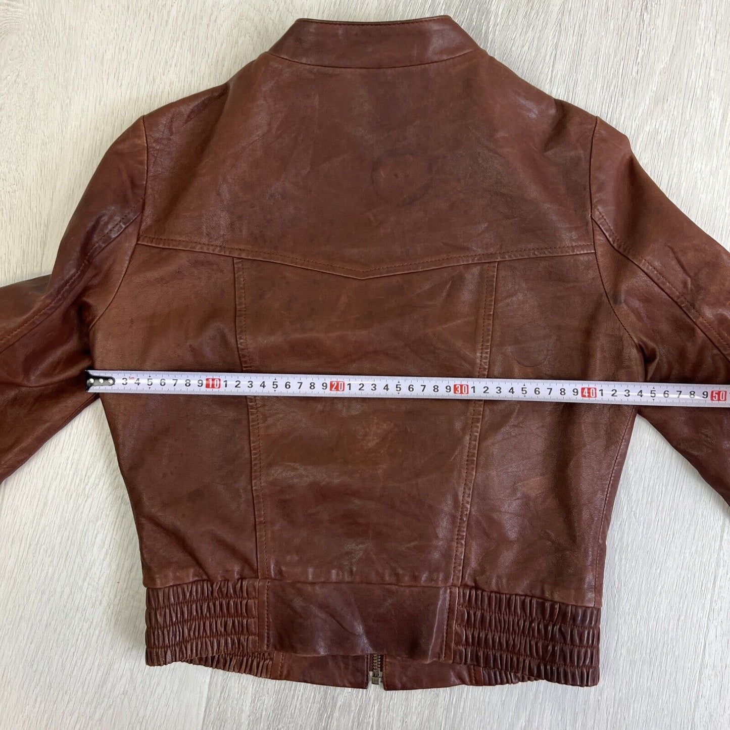 New Republic Womens Brown Cropped Full Zip Leather Jacket Size 8