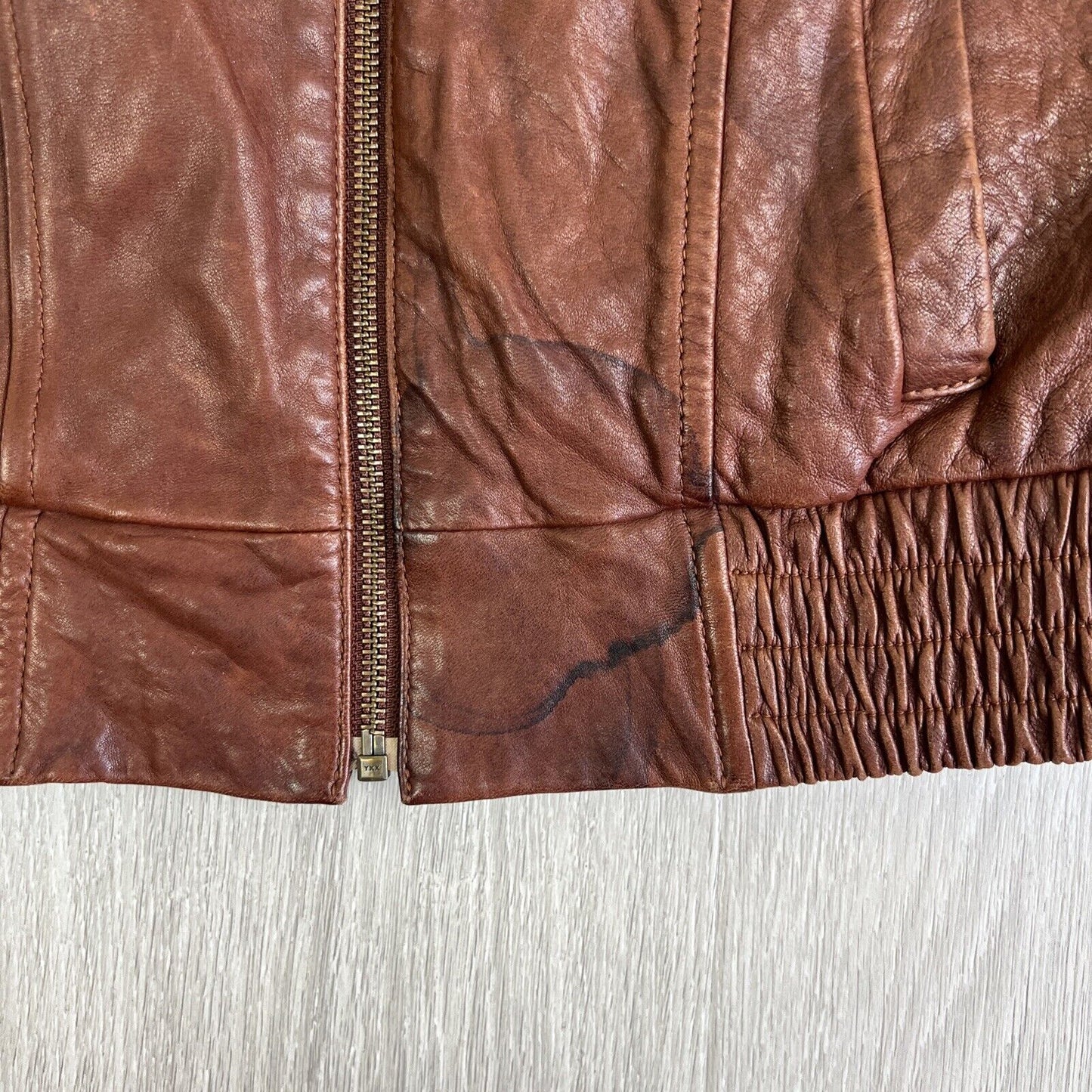 New Republic Womens Brown Cropped Full Zip Leather Jacket Size 8