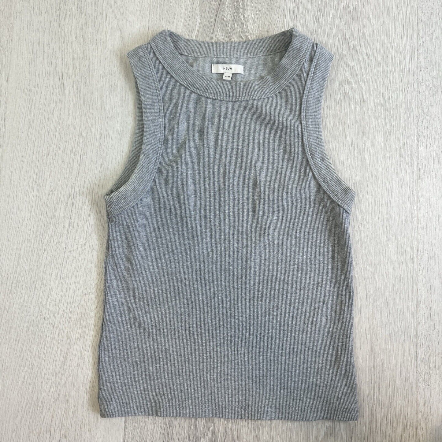 Neuw Womens Grey Ribbed Stretch Tank Size Medium Jonsey Rib