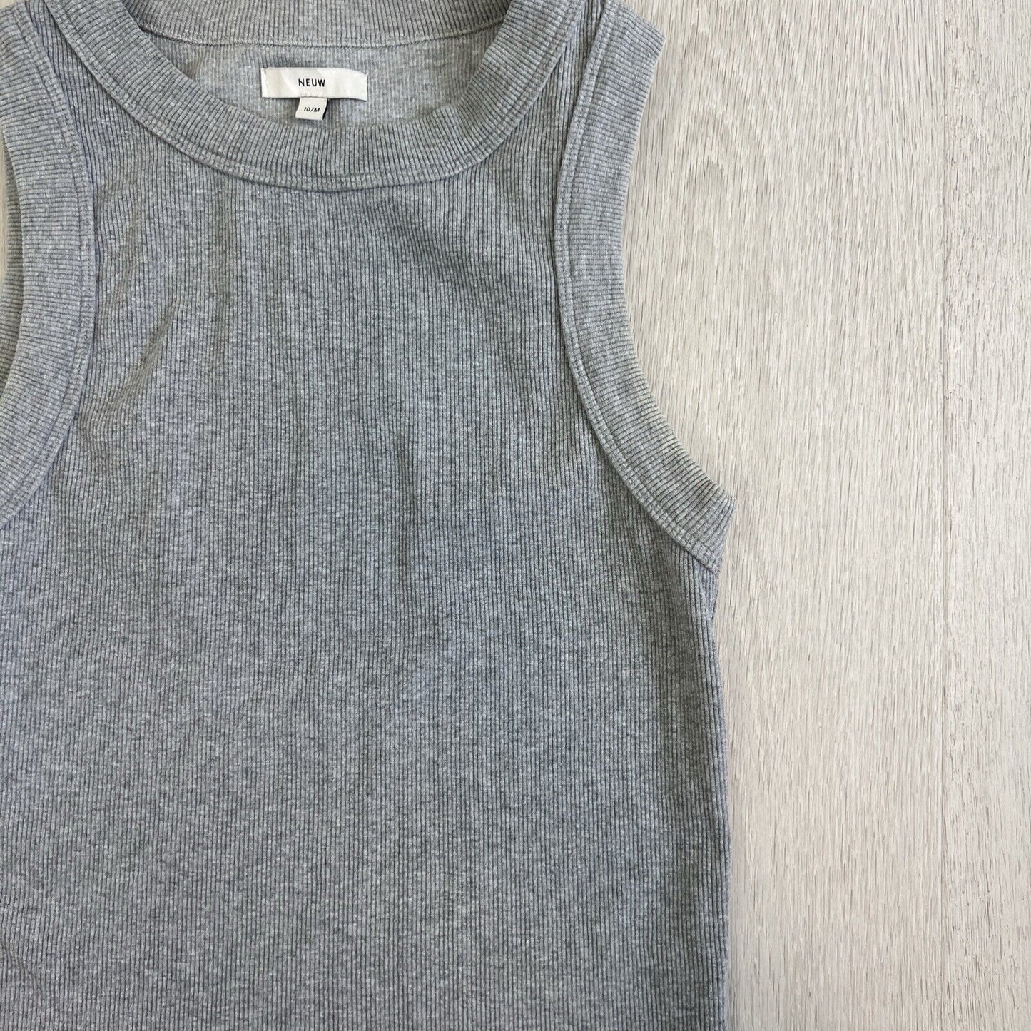 Neuw Womens Grey Ribbed Stretch Tank Size Medium Jonsey Rib