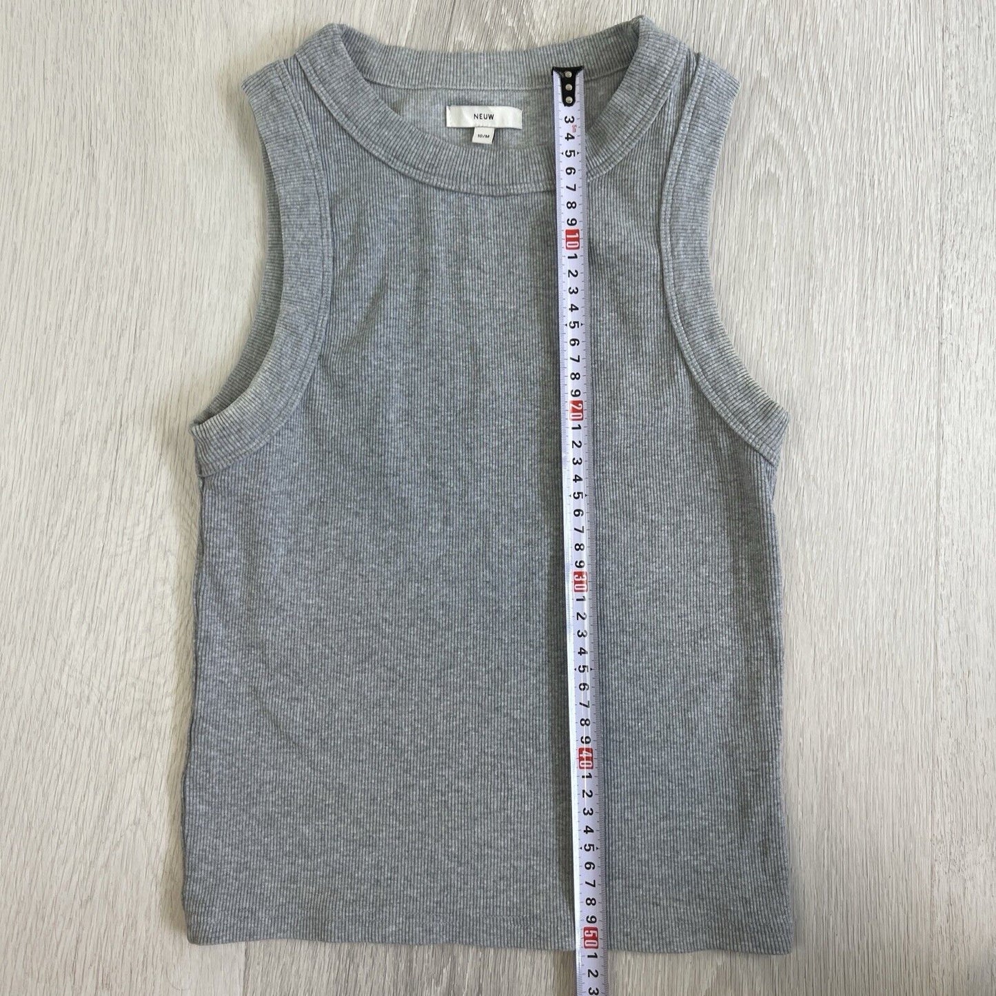 Neuw Womens Grey Ribbed Stretch Tank Size Medium Jonsey Rib