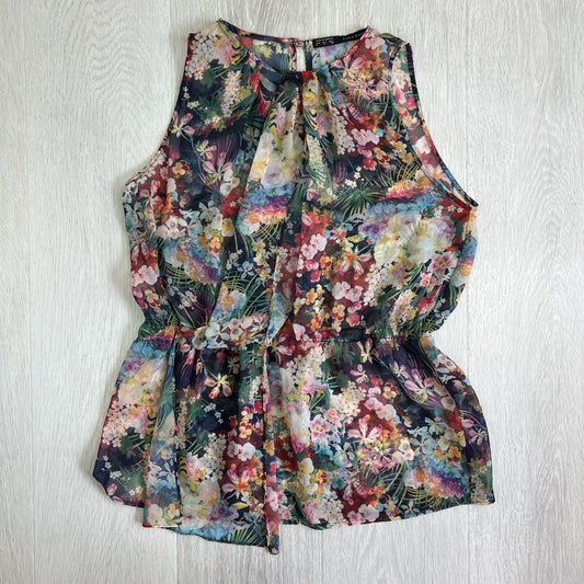 Zara Womens Floral Sheer Tank Top Size Large