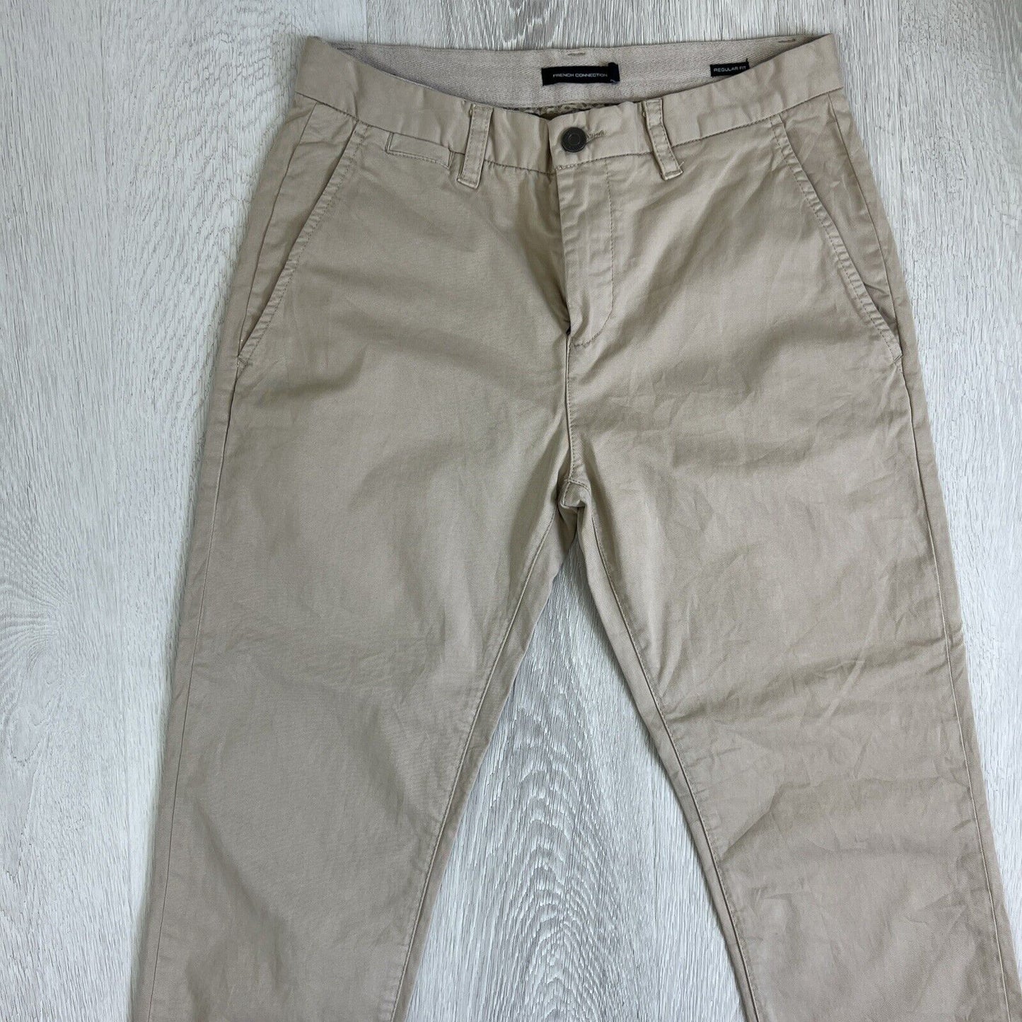 French Connection Mens Beige Slim Regular Fit Chinos Trouser Pants Size 30