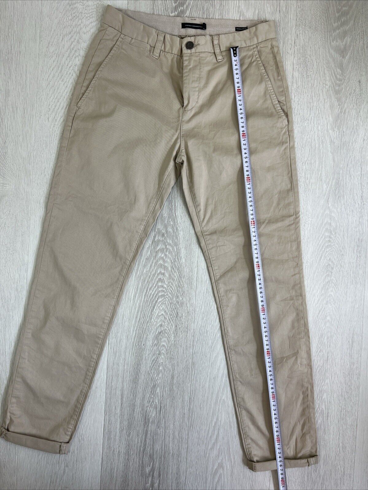 French Connection Mens Beige Slim Regular Fit Chinos Trouser Pants Size 30