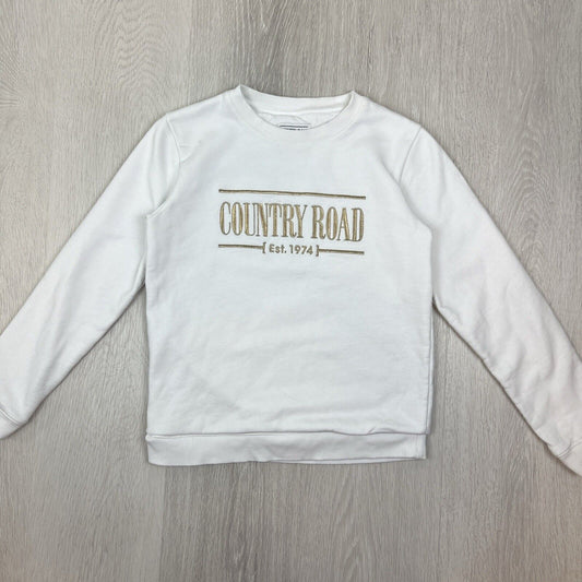 Country Road Girls White Pullover Sweater Jumper Embroidered Logo Size 12 Years