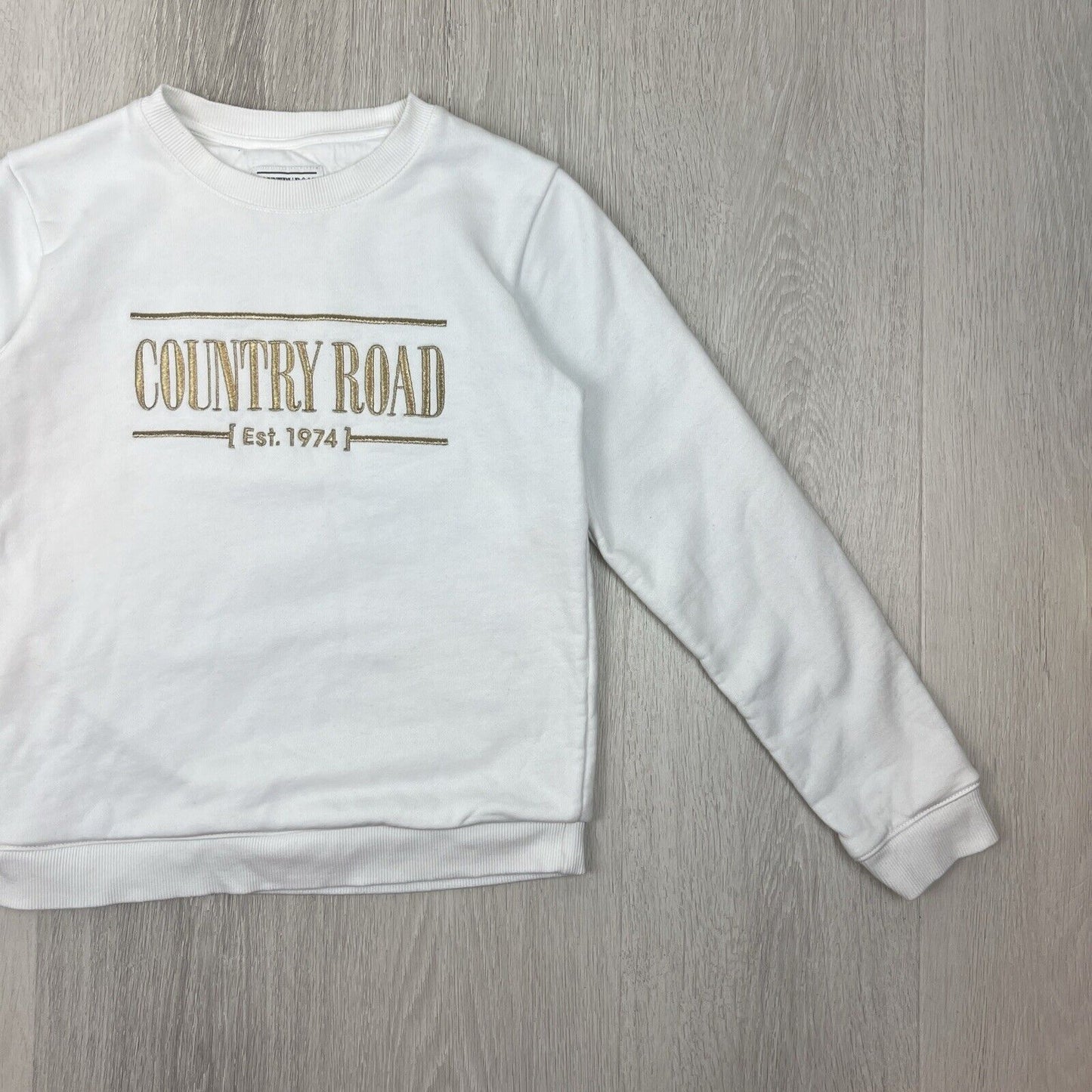 Country Road Girls White Pullover Sweater Jumper Embroidered Logo Size 12 Years