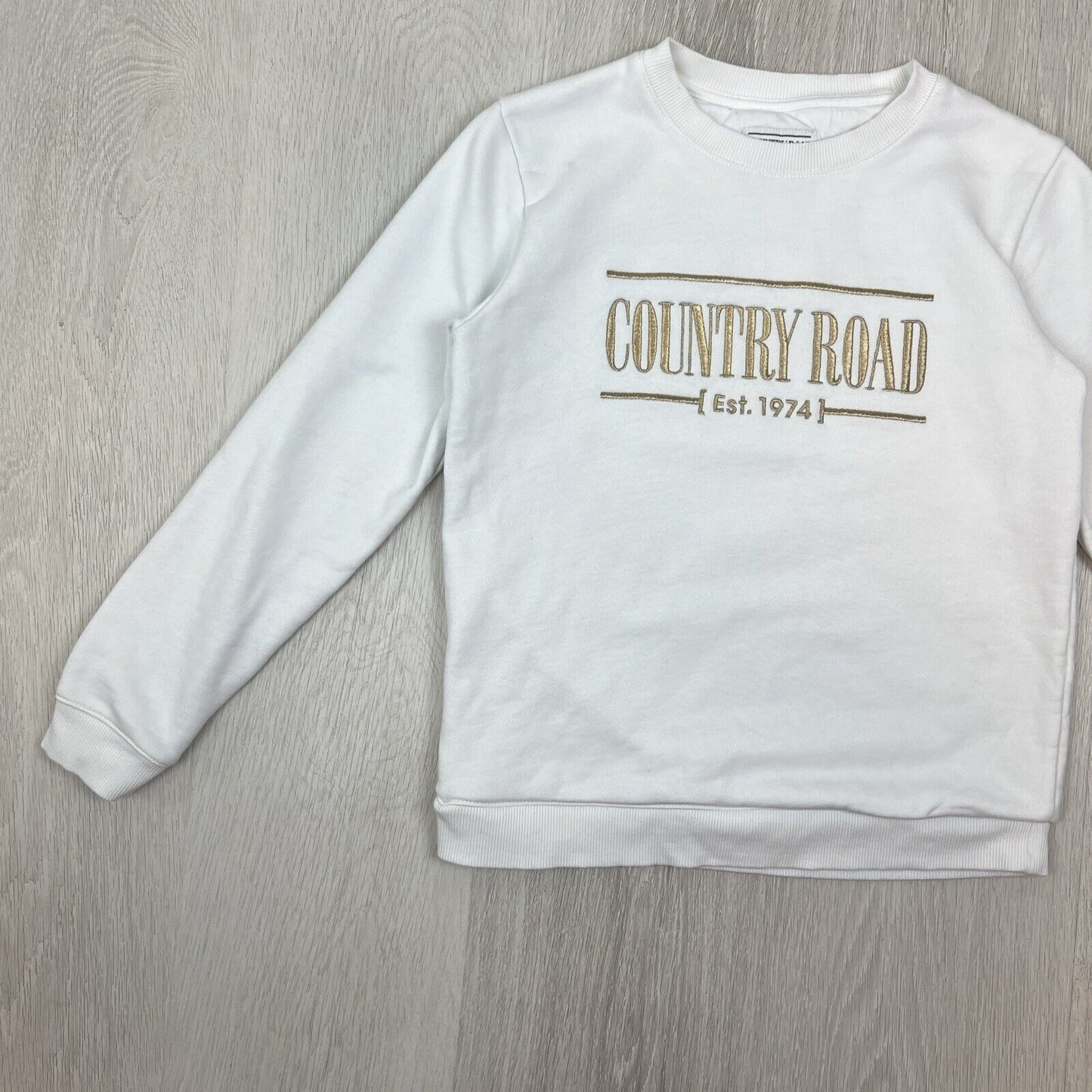 Country Road Girls White Pullover Sweater Jumper Embroidered Logo Size 12 Years