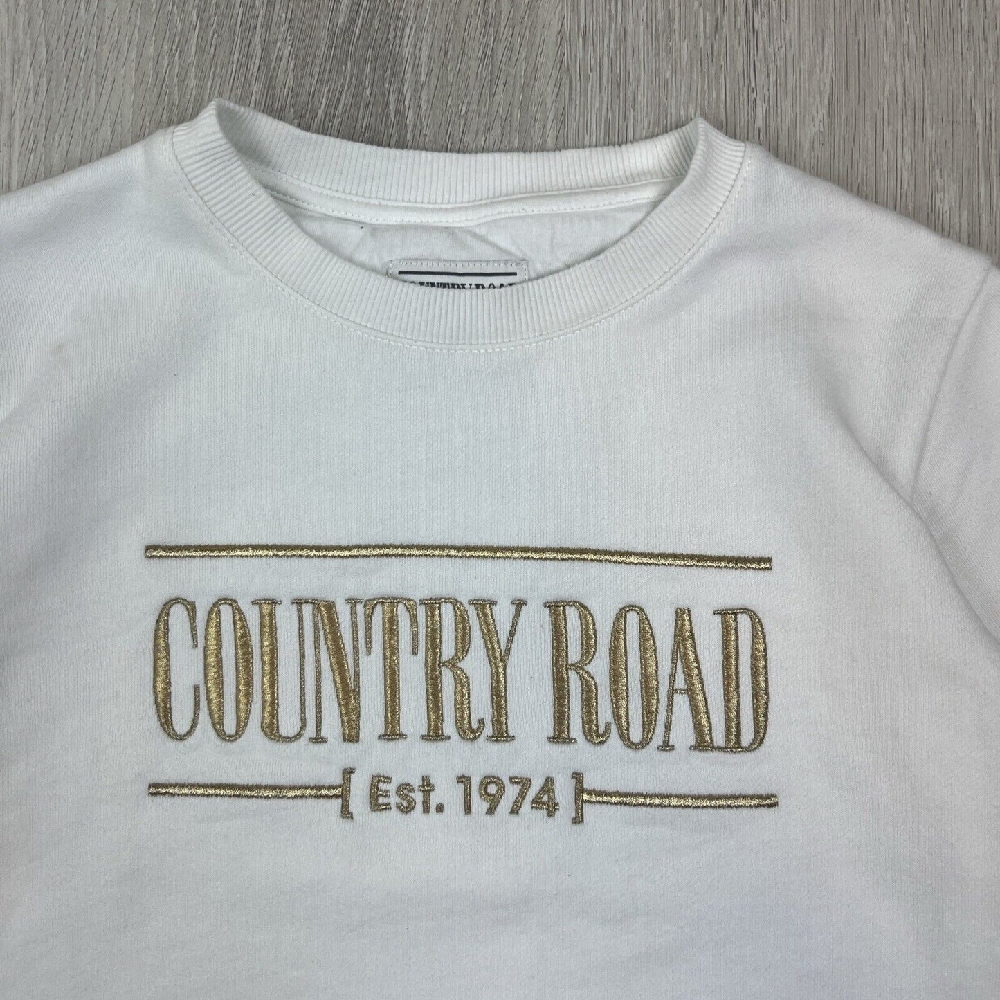 Country Road Girls White Pullover Sweater Jumper Embroidered Logo Size 12 Years