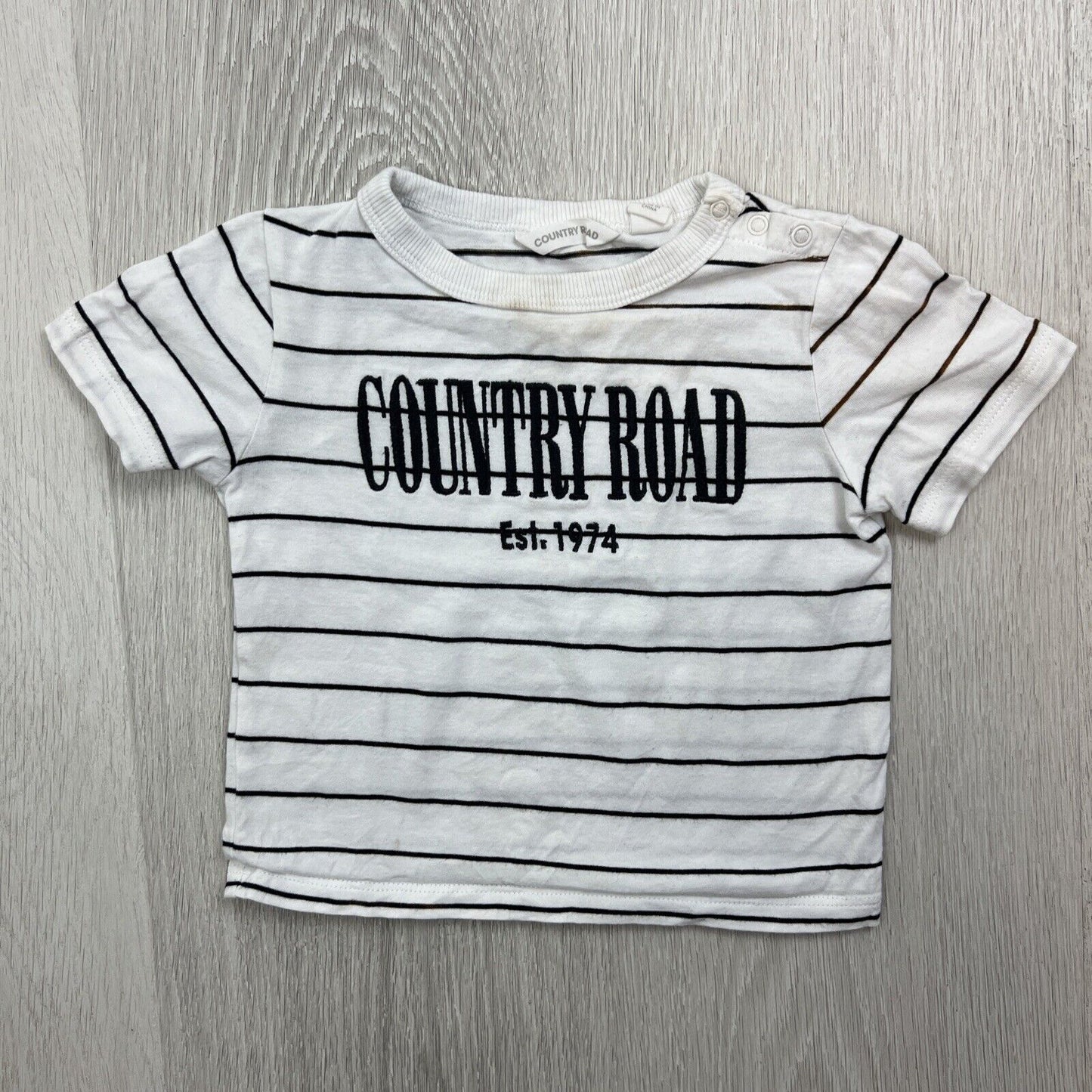 Country Road Baby’s White Striped T-Shirt Size 6-12 Months