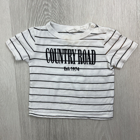 Country Road Baby’s White Striped T-Shirt Size 6-12 Months