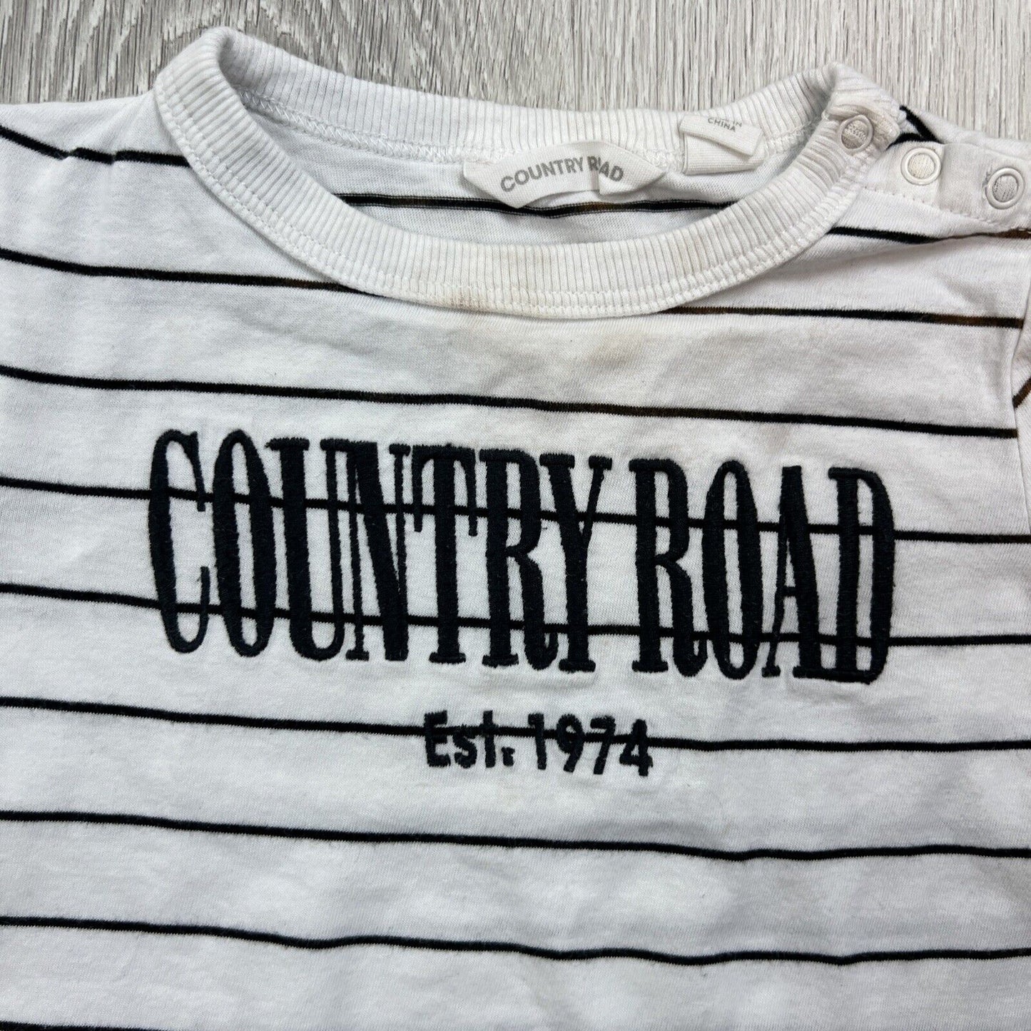 Country Road Baby’s White Striped T-Shirt Size 6-12 Months