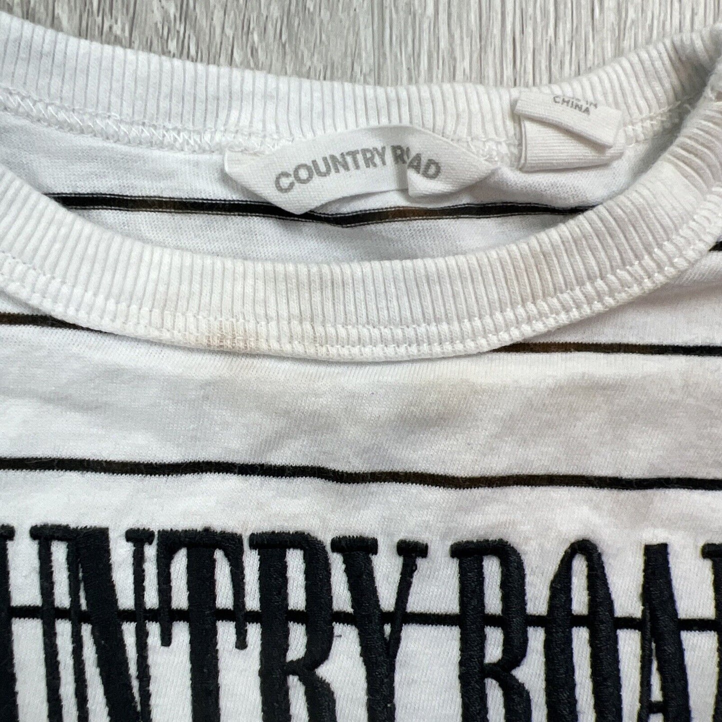 Country Road Baby’s White Striped T-Shirt Size 6-12 Months