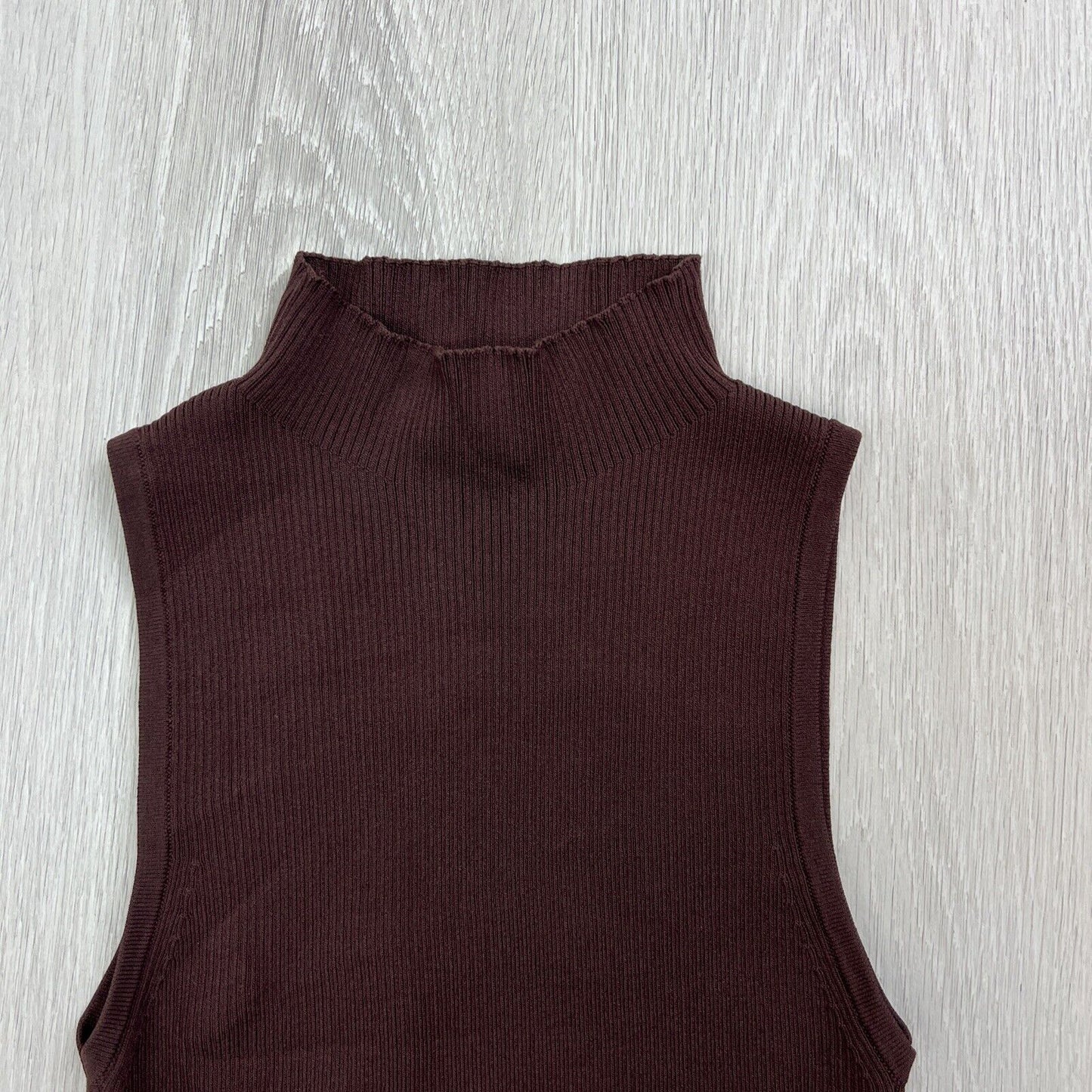 First Muse Womens Brown Ribbed Stretch Tank Top Size Small