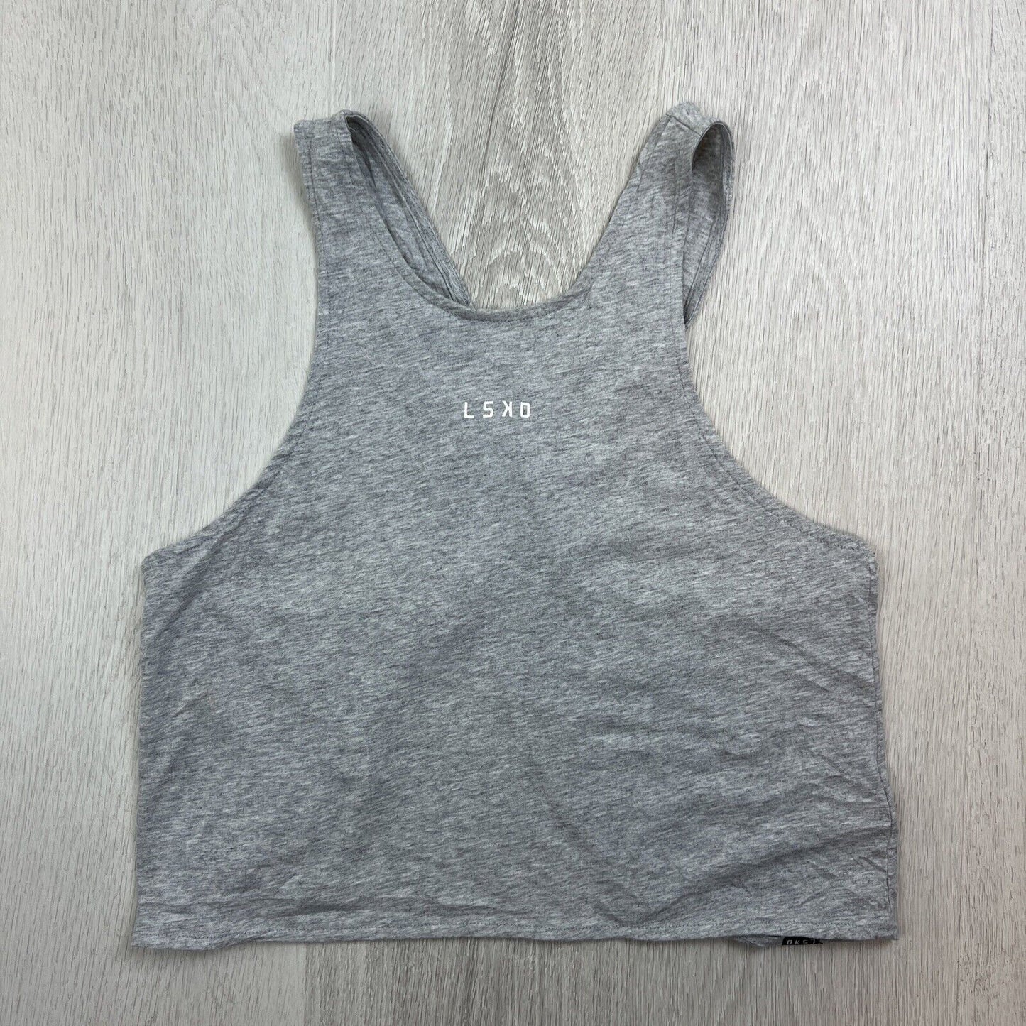 LSKD Womens Grey Cotton Open Cross Back Tank Size Medium