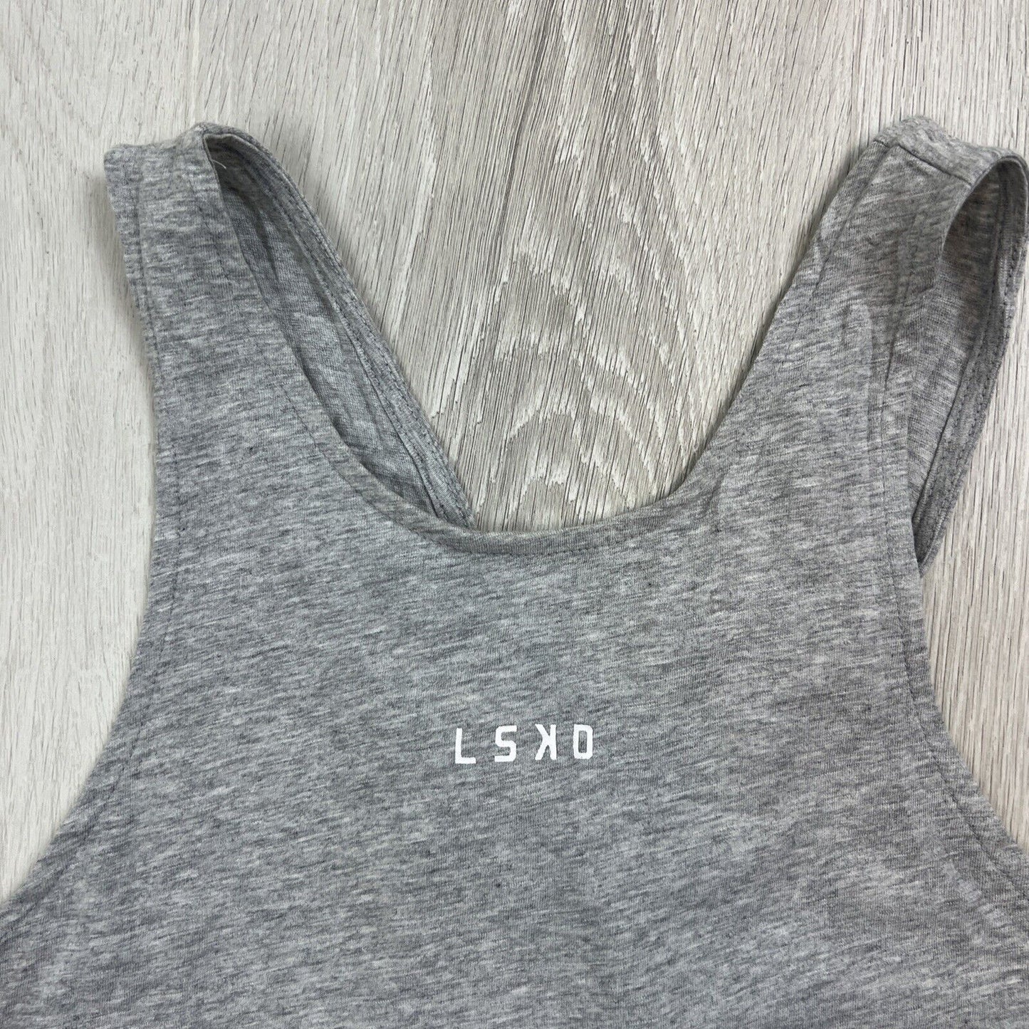 LSKD Womens Grey Cotton Open Cross Back Tank Size Medium