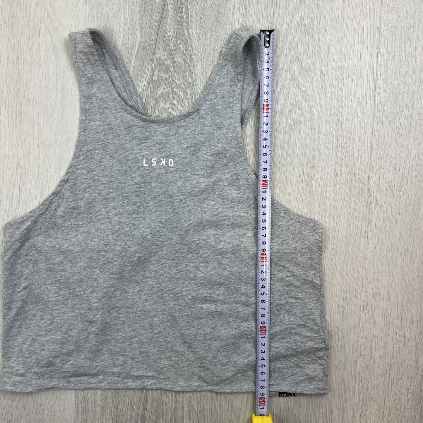 LSKD Womens Grey Cotton Open Cross Back Tank Size Medium