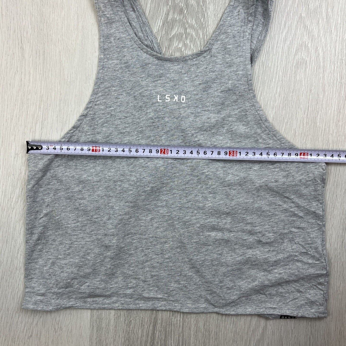 LSKD Womens Grey Cotton Open Cross Back Tank Size Medium