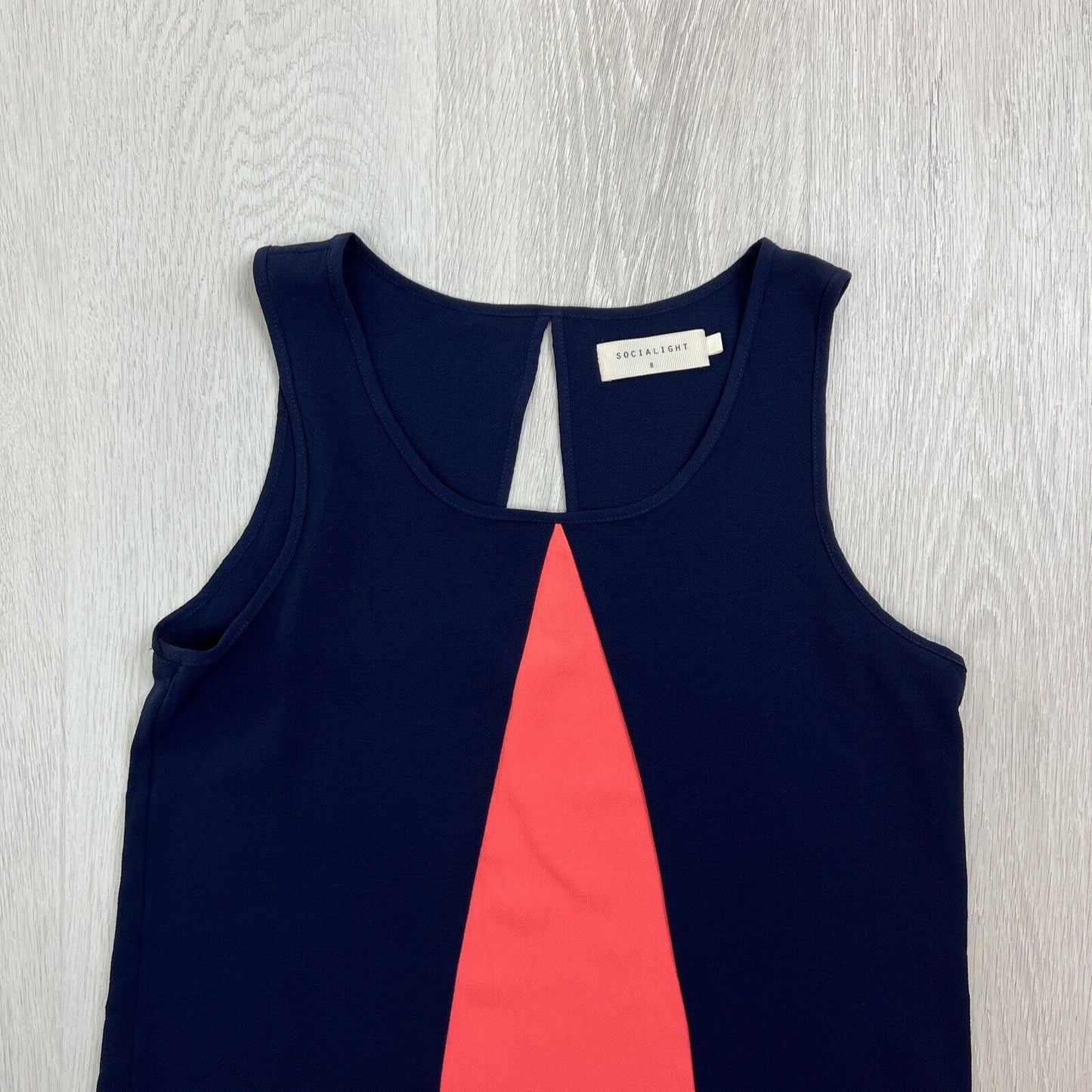 Socialight Womens Navy & Coral Tank Top Size 8