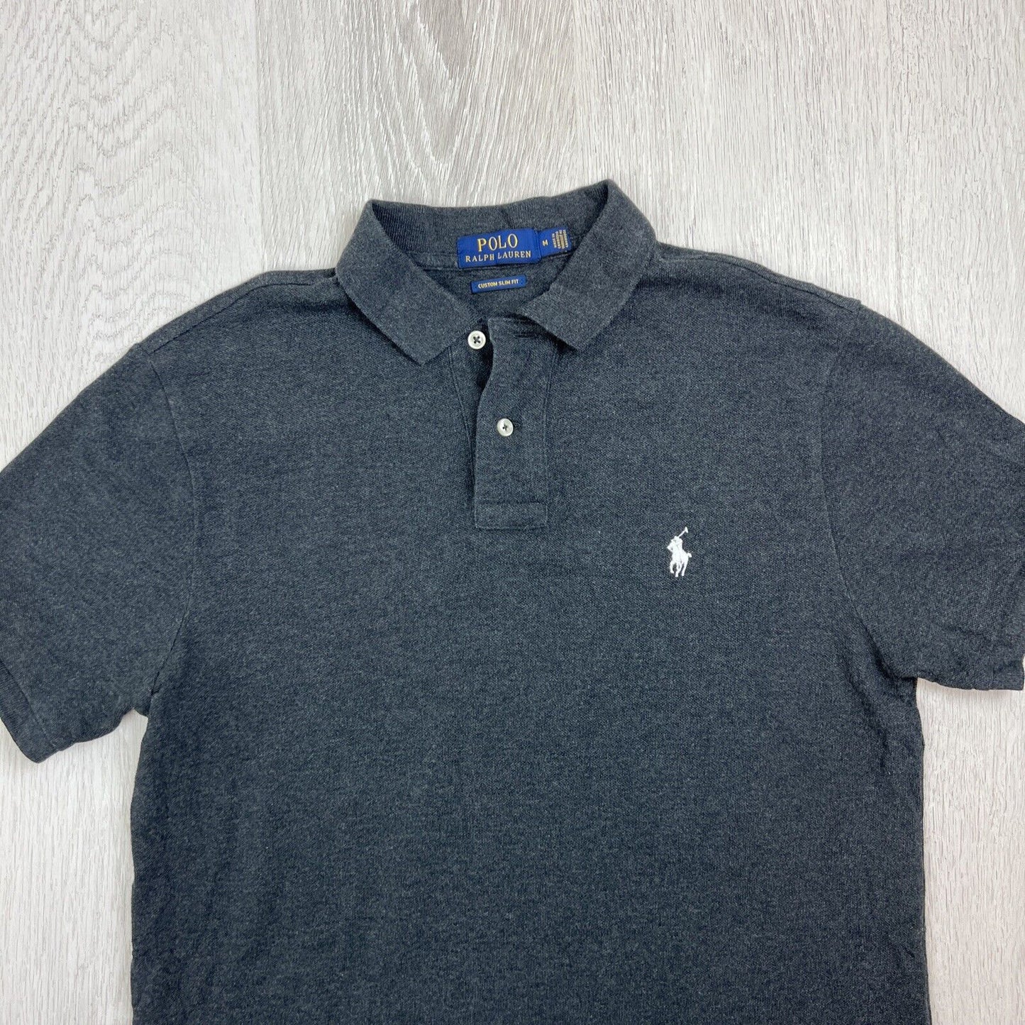 Polo Ralph Lauren Mens Short Sleeve Custom Slim Fit Grey Polo Shirt Size Medium