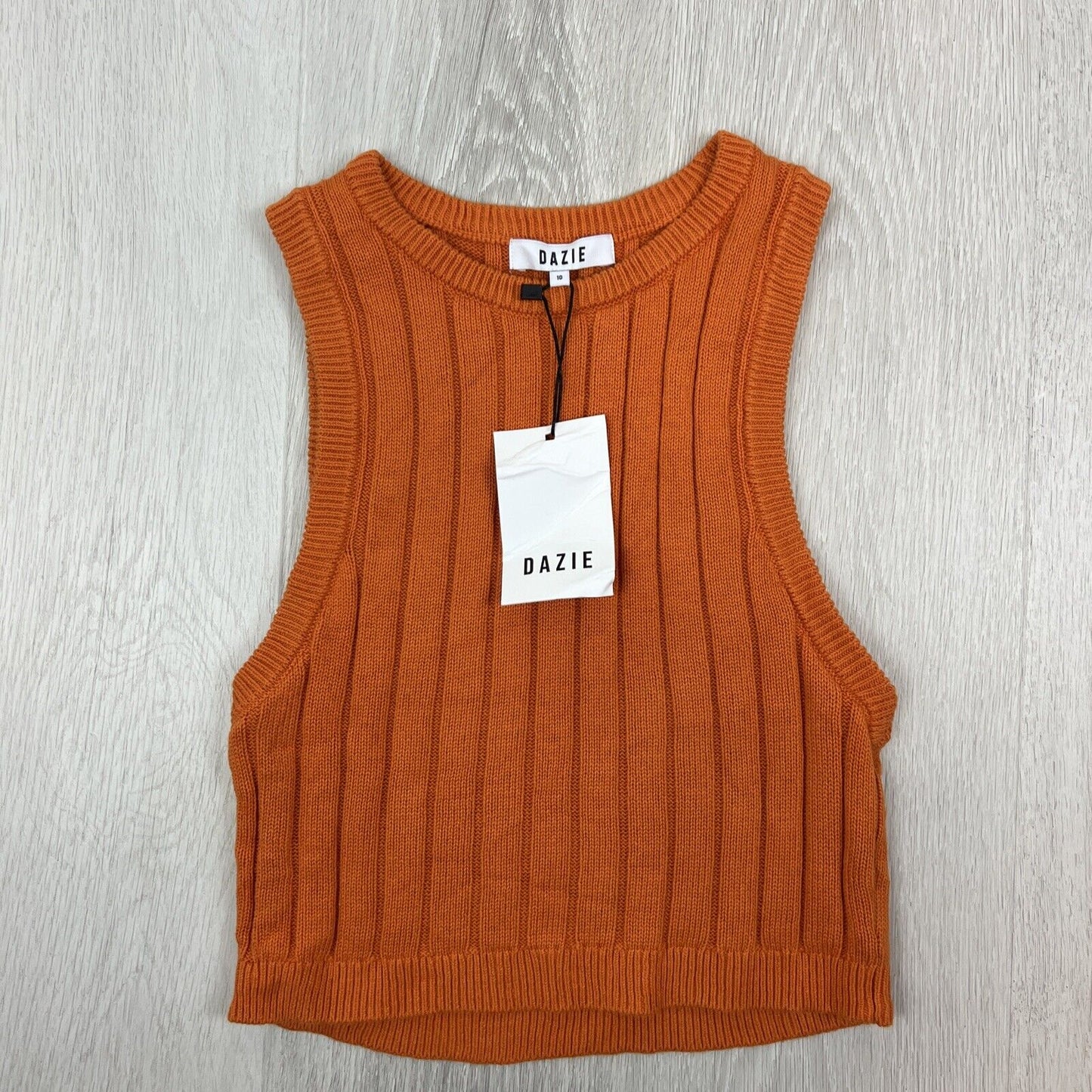 Dazie Womens Orange Self Love Knit Tank Size 10 (New)