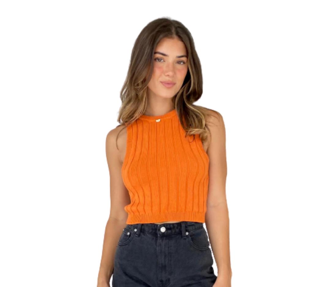 Dazie Womens Orange Self Love Knit Tank Size 10 (New)