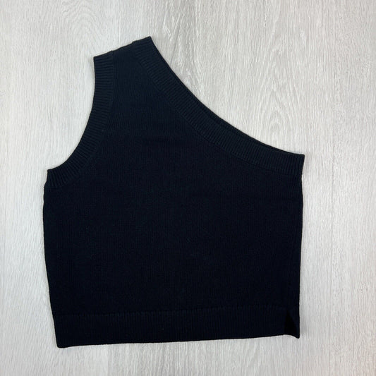 Gorman Womens Black 100% Organic Cotton knitted One Shoulder Tank Top Size 10