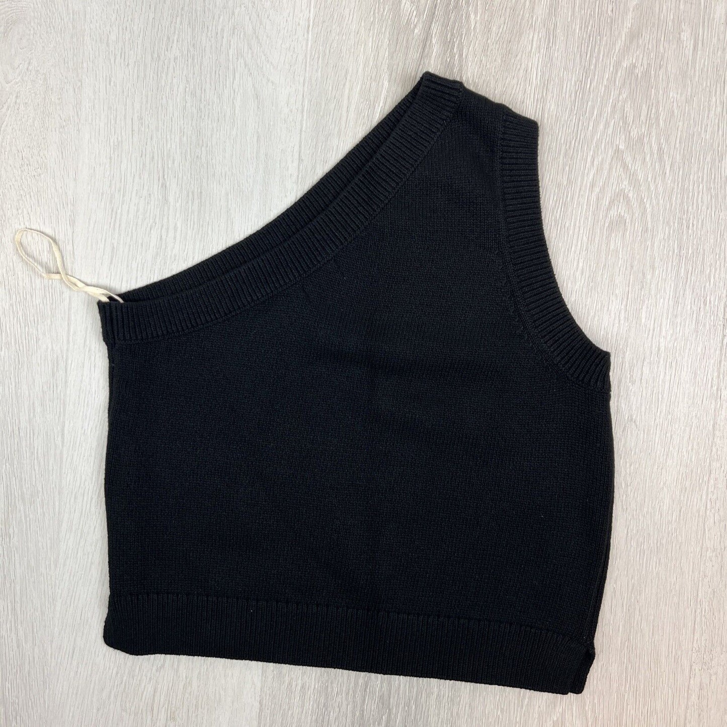 Gorman Womens Black 100% Organic Cotton knitted One Shoulder Tank Top Size 10