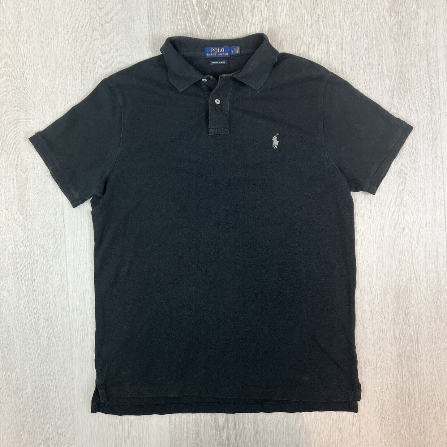 Polo Ralph Lauren Mens Short Sleeve Custom Slim Fit Black Polo Shirt Size Large