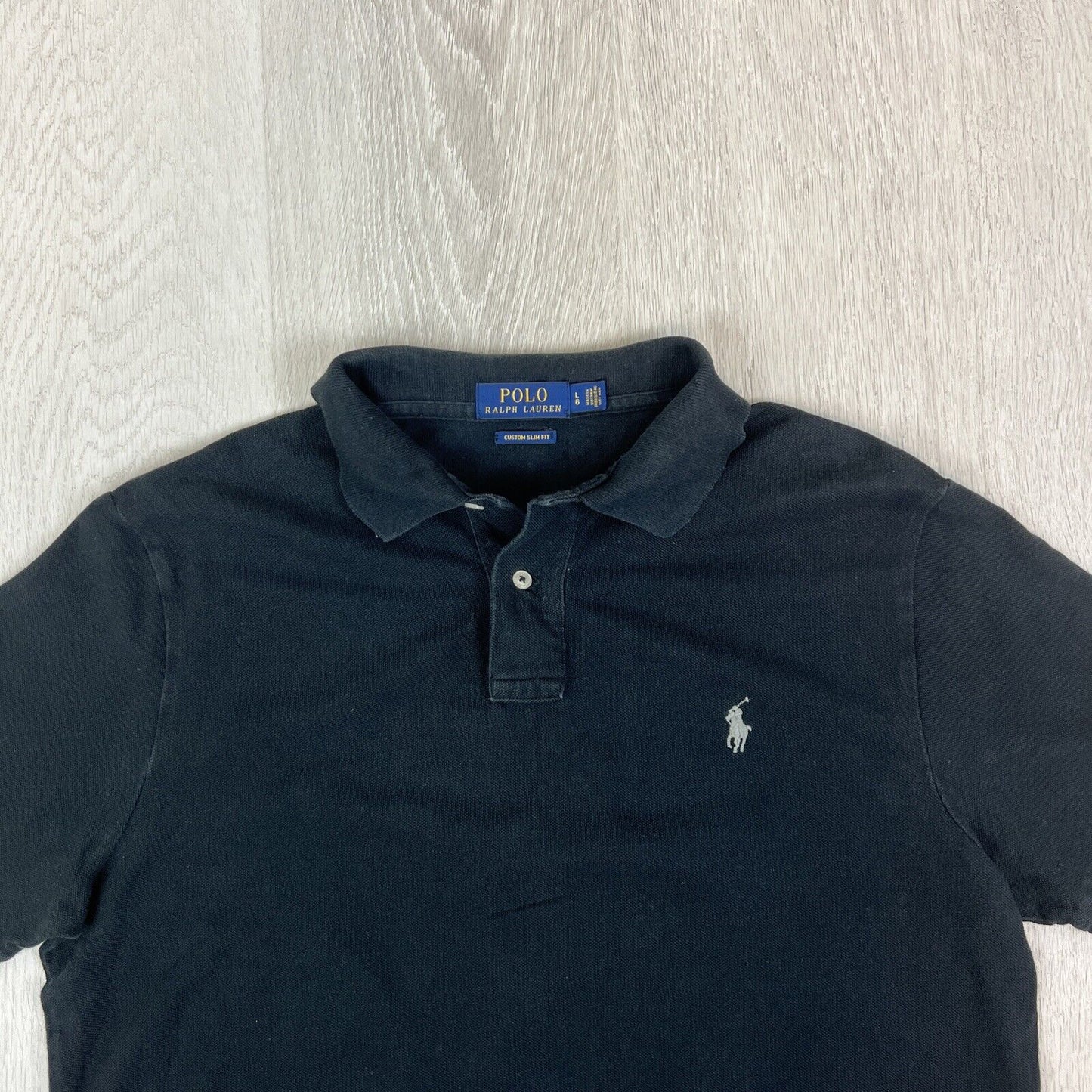 Polo Ralph Lauren Mens Short Sleeve Custom Slim Fit Black Polo Shirt Size Large