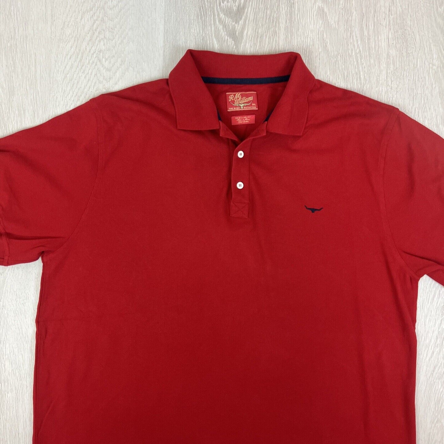 R.M. Williams Mens Regular Fit Red Short Sleeve Polo Shirt Size 3XL