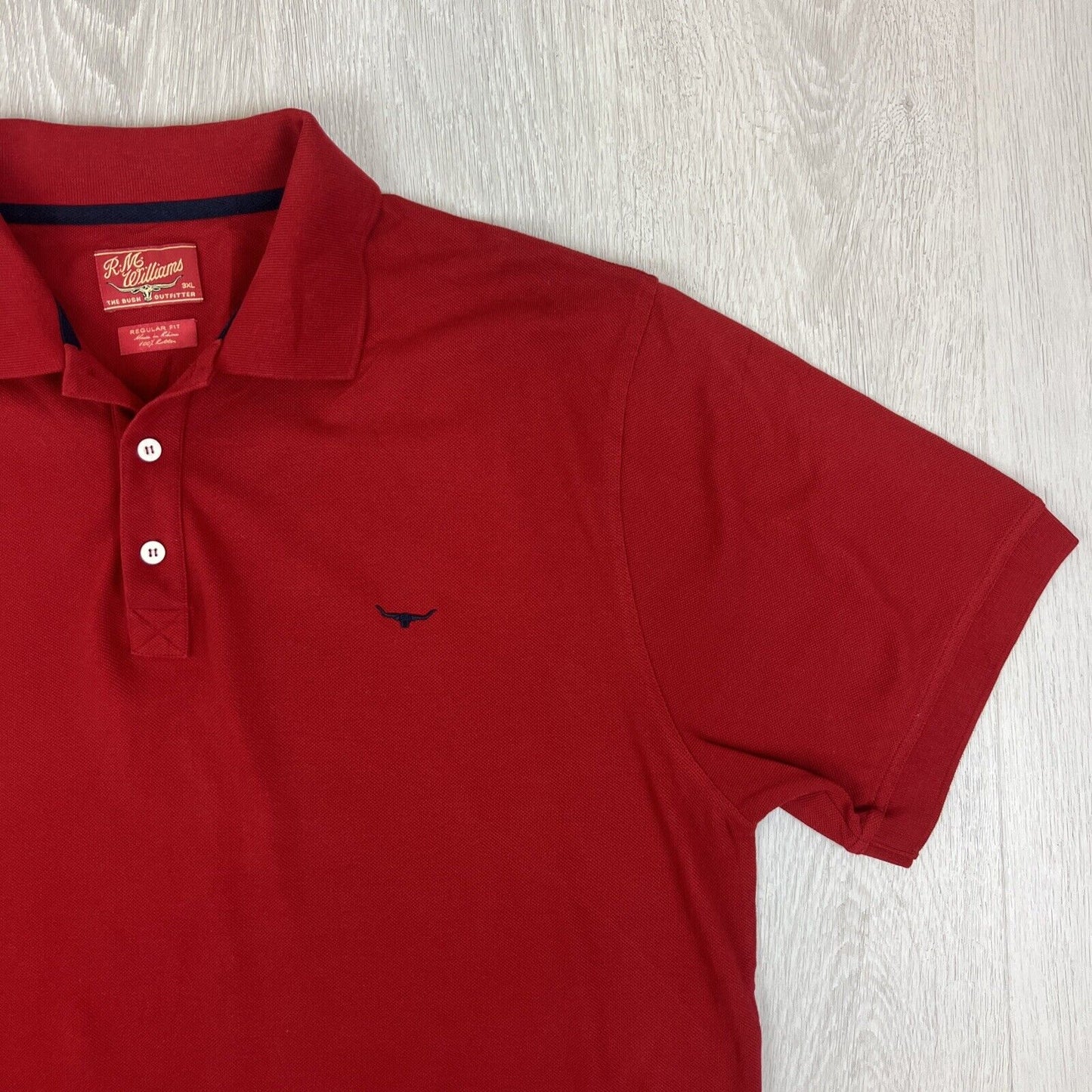 R.M. Williams Mens Regular Fit Red Short Sleeve Polo Shirt Size 3XL